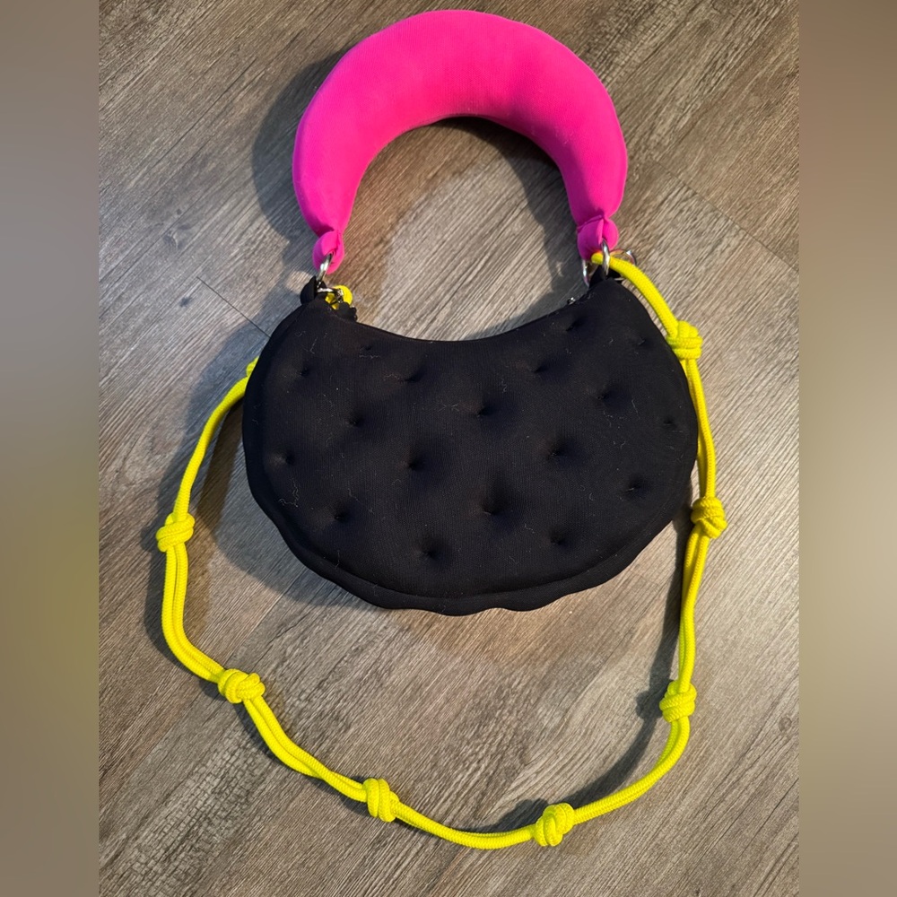 Marshall Columbia Black and Hot Pink Crescent Shoulder Bag